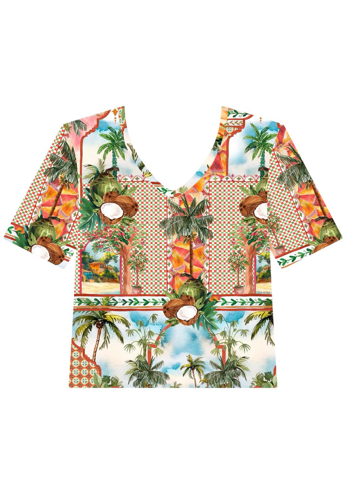 Blusa Estampada Com Decote Em V E Mangas Curtas - Lez a Lez - Imagem 6