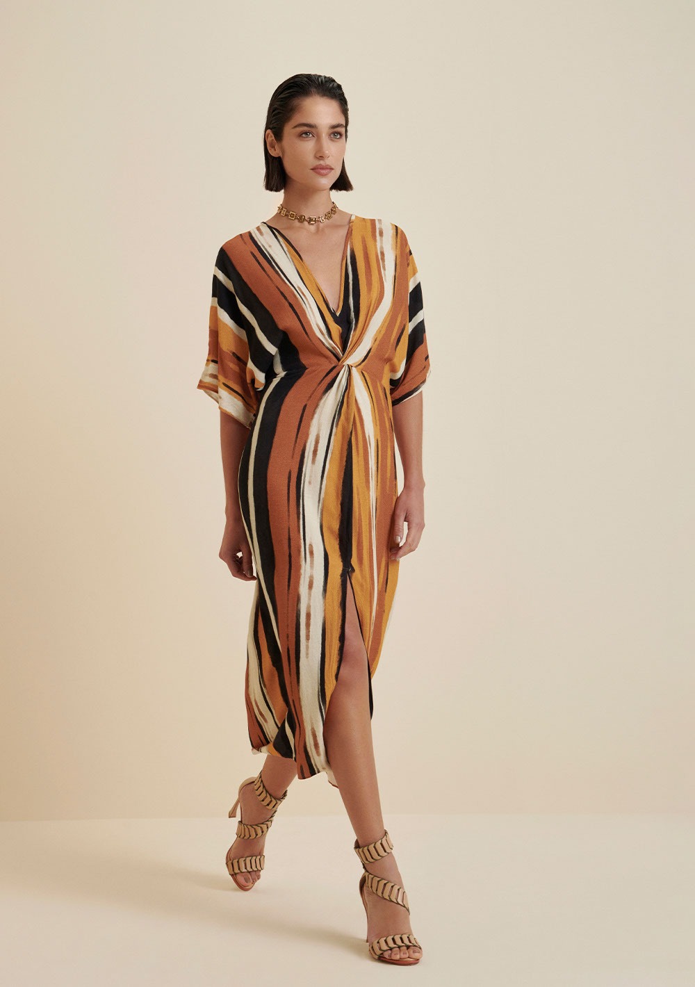 Vestido Longo Decote Em V - Morena Rosa