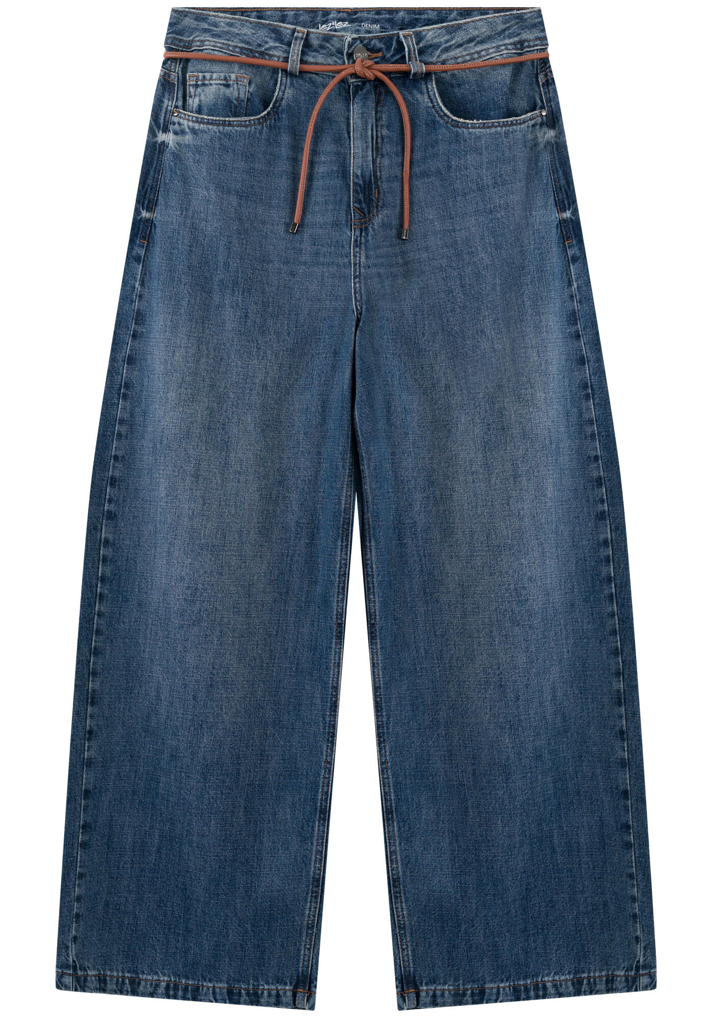 Calça Jeans Jumbo De Cintura Alta Com Cinto - Lez a Lez - Imagem 4