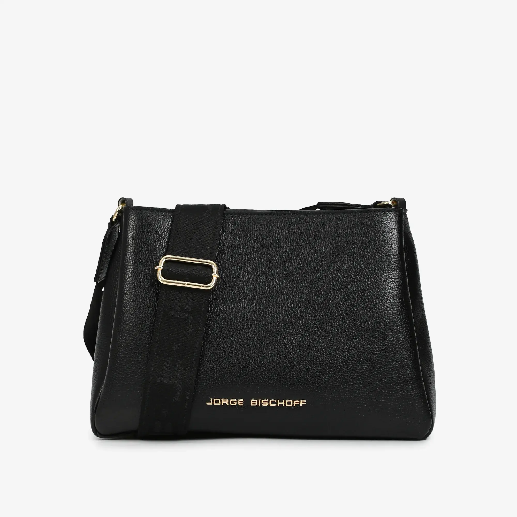 Bolsa Transversal Preto Couro - Jorge Bischoff