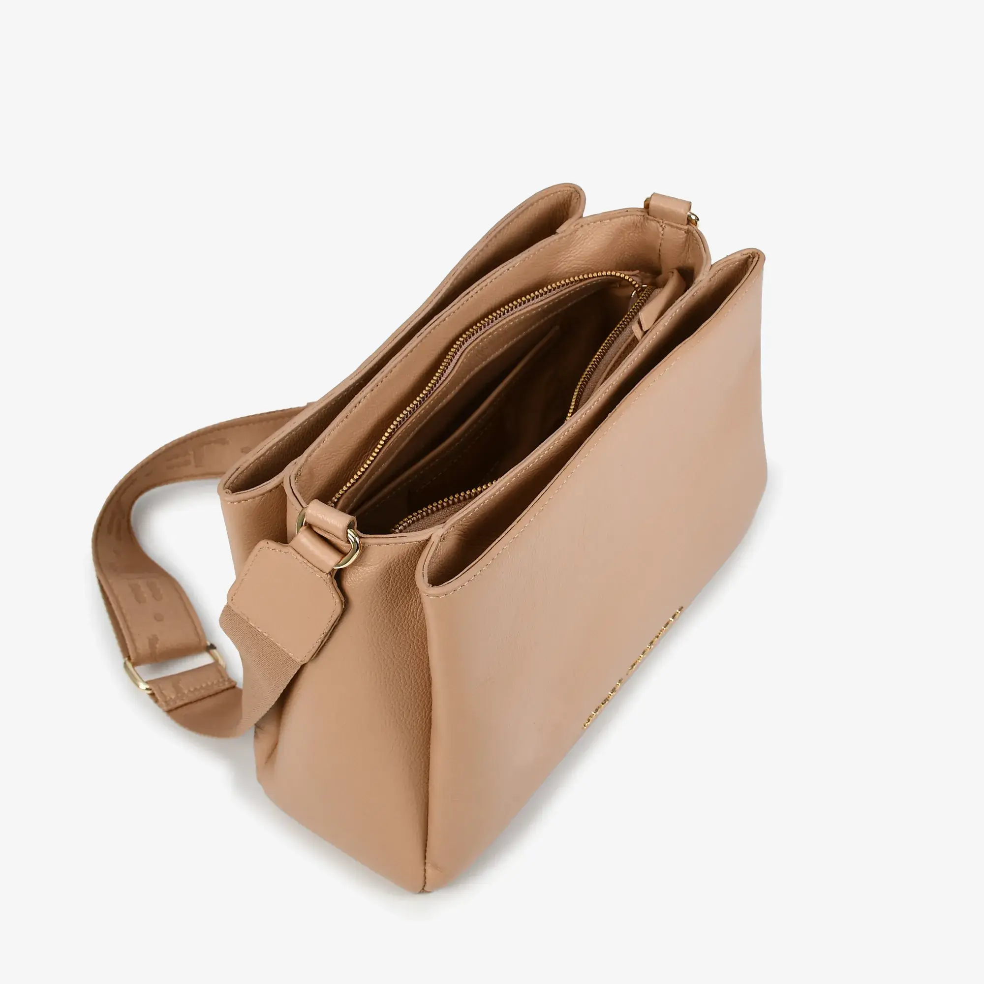 Bolsa Transversal Nude Carvalho Couro - Jorge Bischoff - Imagem 4