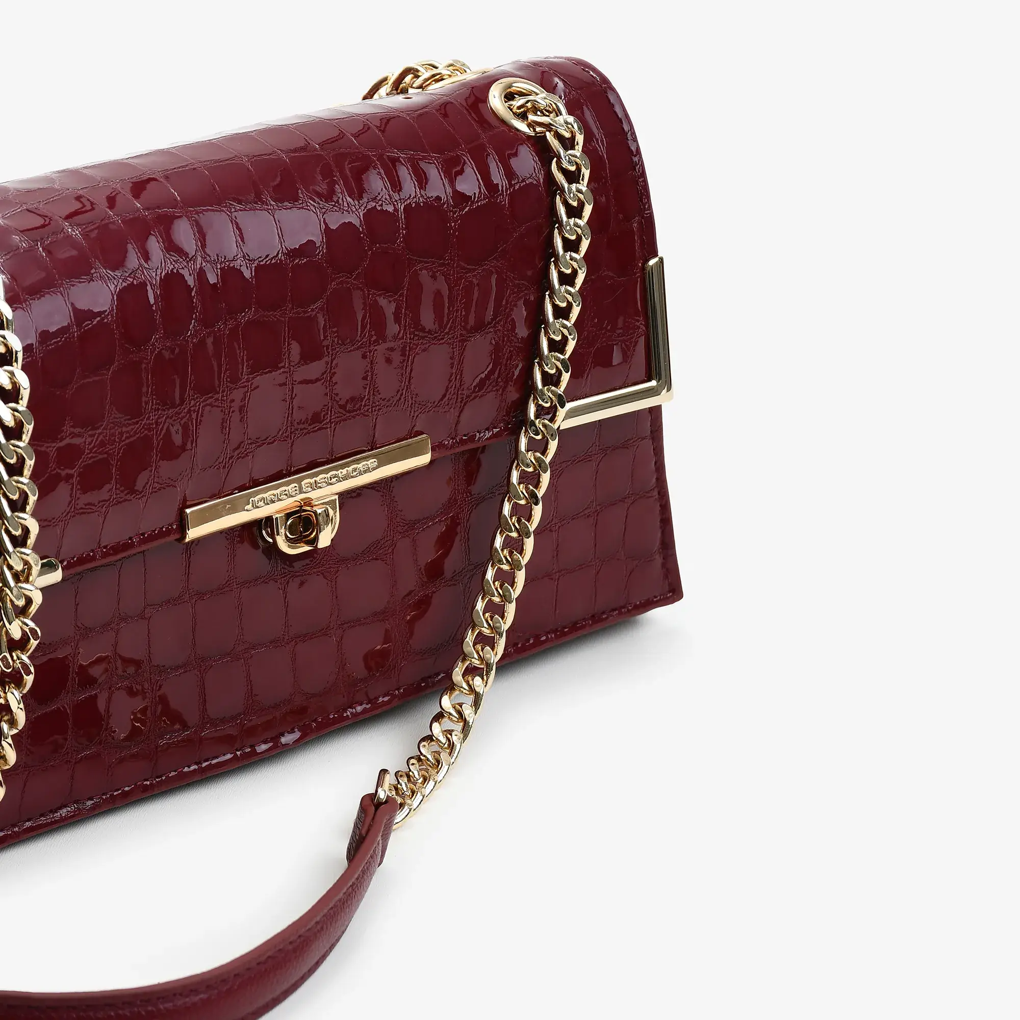 Bolsa De Ombro Vinho Cabernet Couro Croco - Jorge Bischoff - Imagem 4